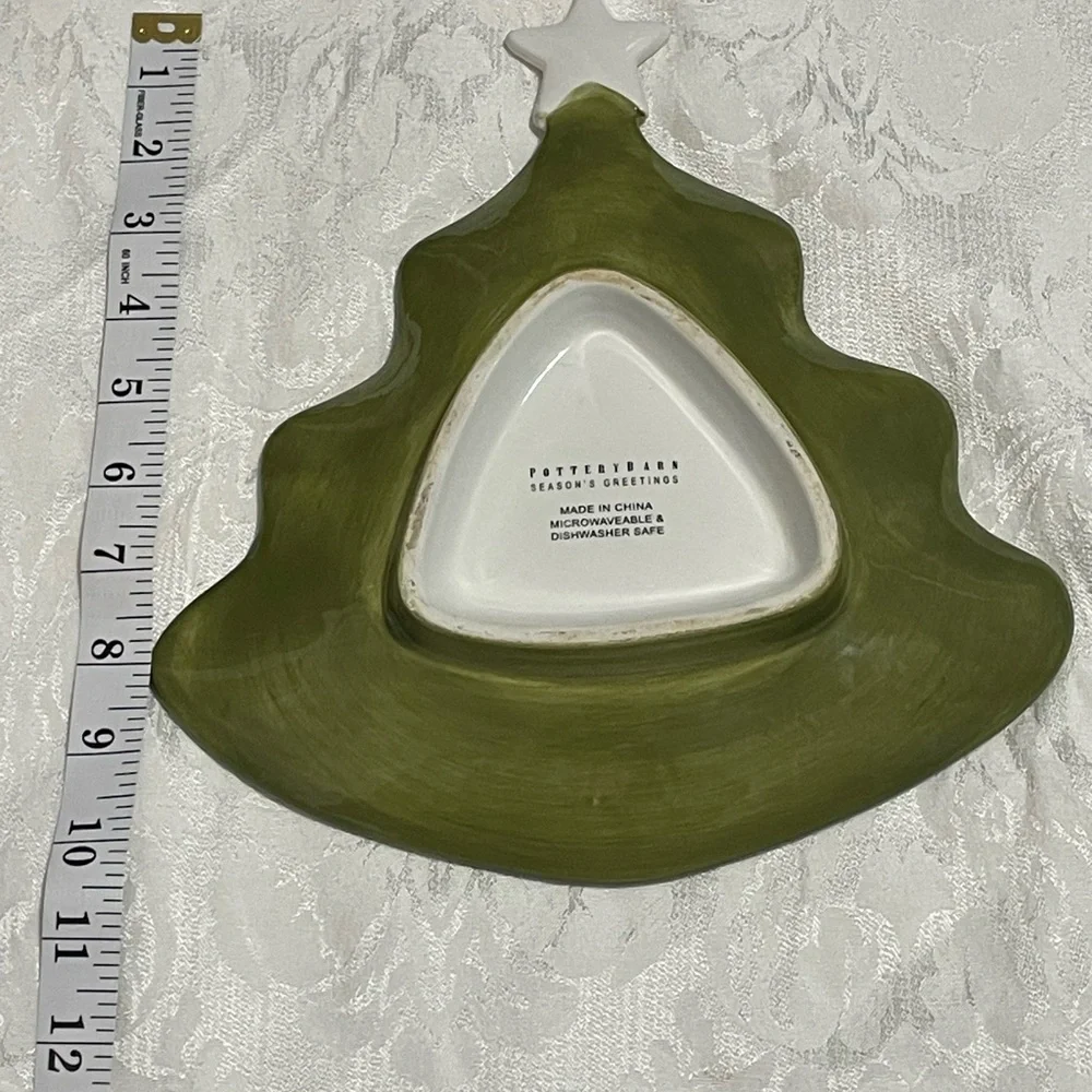 Pottery Barn Olive Green Christmas Tree Platter